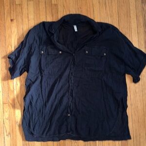 Free People Black Button-Up Top